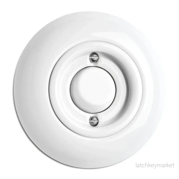 Strömbrytare/tryckdimmer återfjädrande vitt porslin - Bild 2