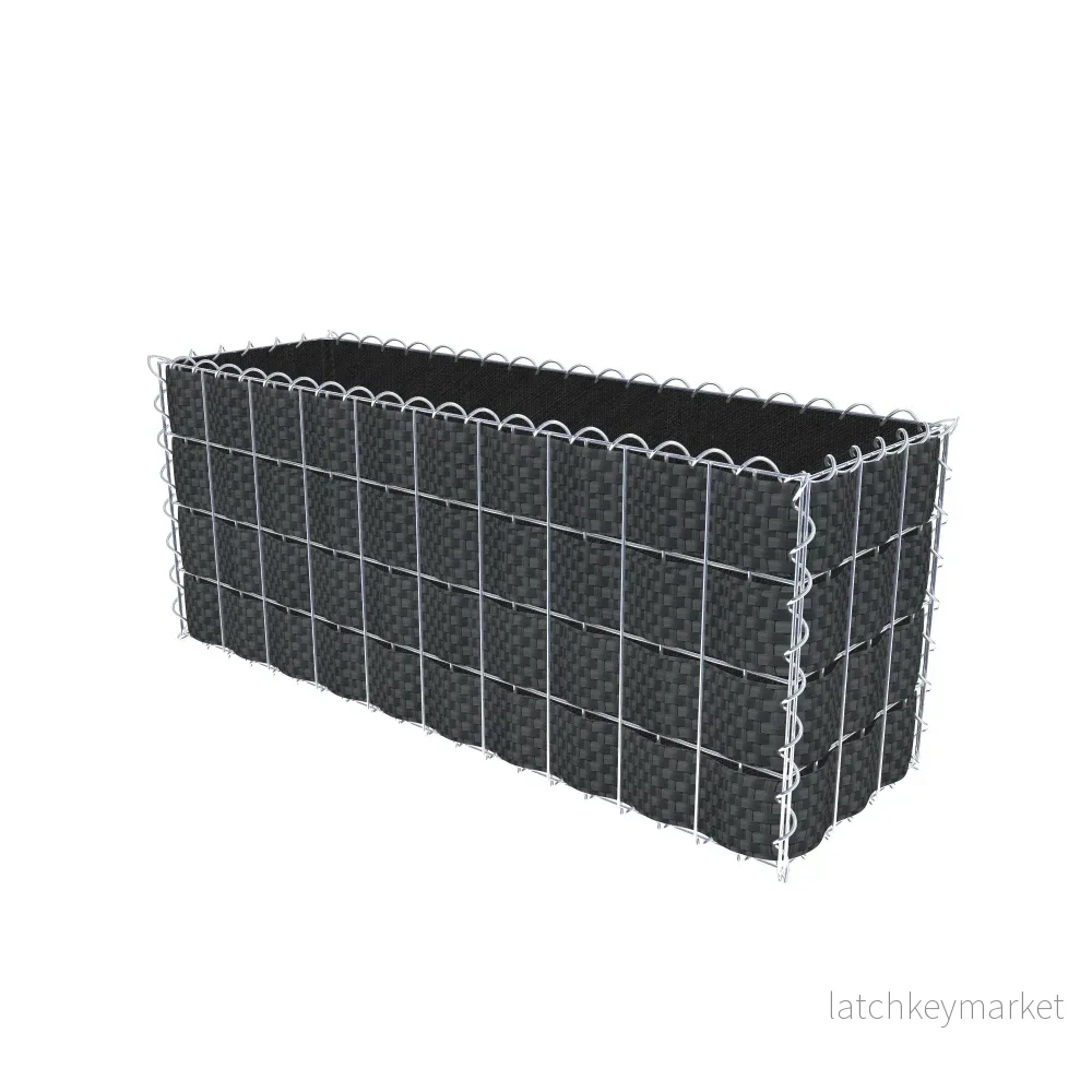 Grön gabion med fleece & insynsskydd 100 cm x 40 cm x 30 cm (L x H x D), maskstorlek 5 cm x 10 cm, spiral - Bild 2