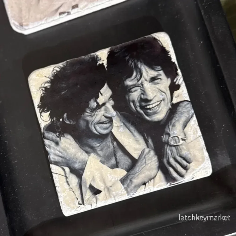 Glasunderlägg marmor Mick Jagger och Keith Richards
