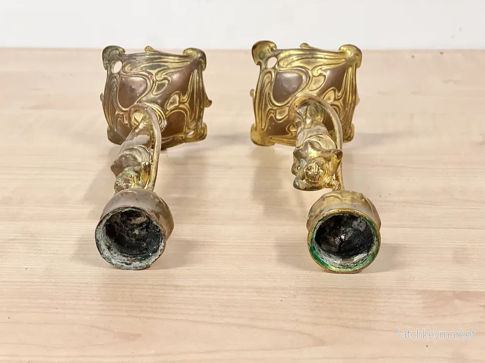 Ljusstakar Mässing Art Nouveau 1900-talets första hälft - Bild 3