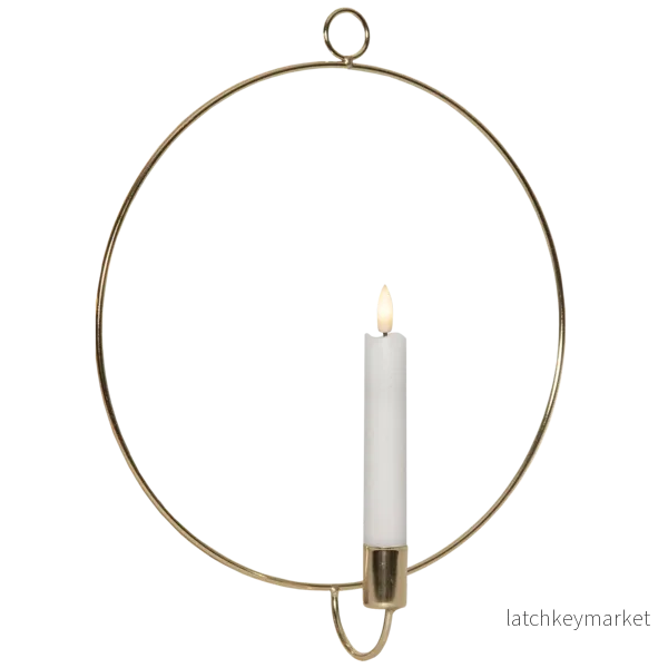 Ljusstake Vägg Ring ink. LED ljus Mässing