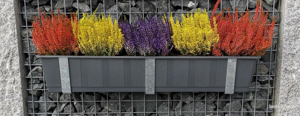Galvaniserad blomlådshållare i set om 3 inklusive blomkruka, för gabioner MW 5 x 5 - Bild 2