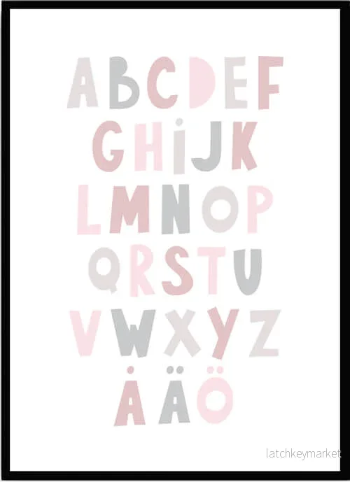 Poster Alfabet rosa