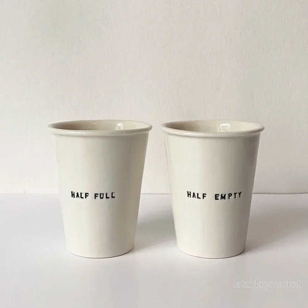 Half Empty Half Full Coffee Cups 2-p