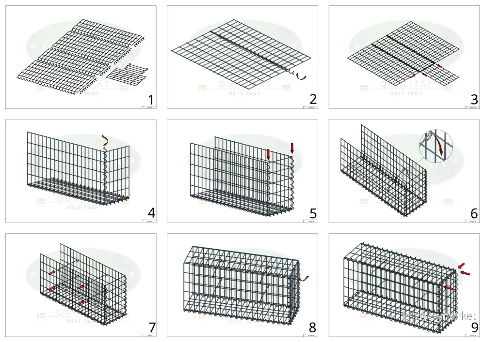 Extra gabion typ 2 100 cm x 60 cm x 40 cm (L x H x D), maskstorlek 5 cm x 10 cm, spiral - Bild 2