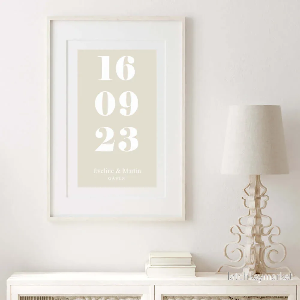 Bröllopstavla Datum beige - Bild 2