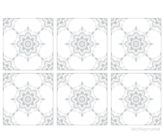 Kakeldekor viktoriansk blommor grå 1 - Bild 3