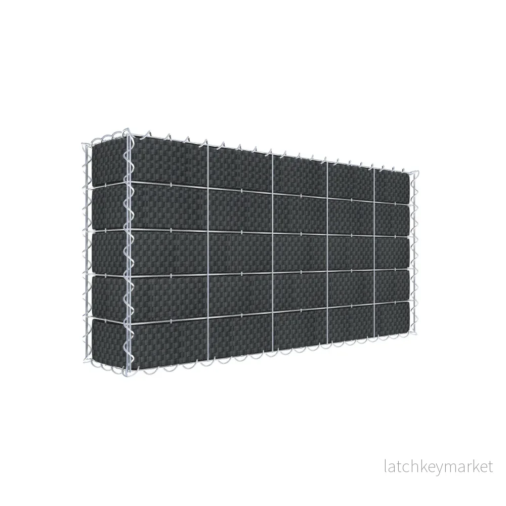 Grön gabion med fleece & insynsskydd 100 cm x 50 cm x 20 cm (L x H x D), maskstorlek 10 cm x 10 cm, spiral Grön gabion med fleece & insynsskydd 100 cm x 50 cm x 20 cm (L x H x D), maskstorlek 10 cm x 10 cm, spiral