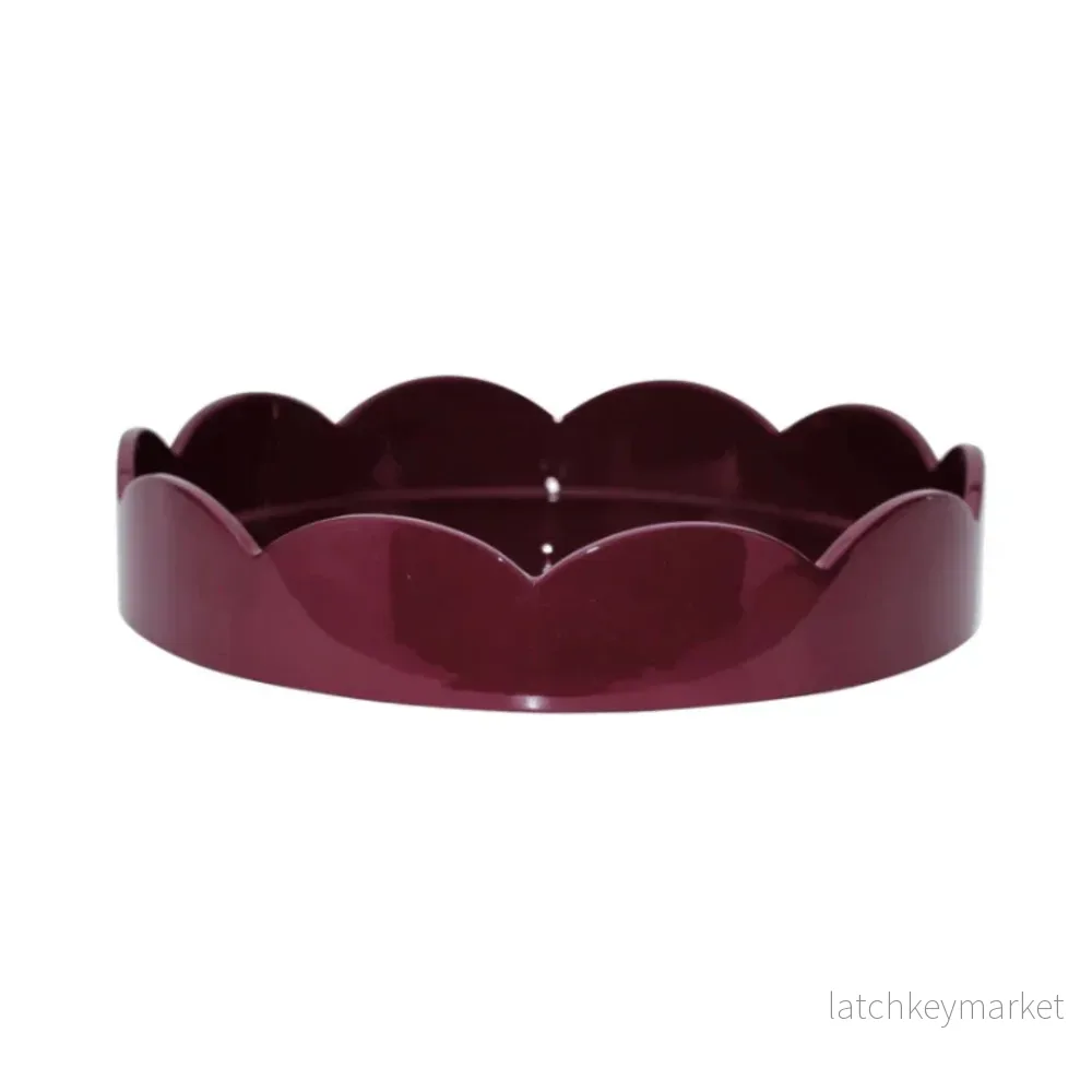 Scalloped Small Round Tray Cherry Scalloped Small Round Tray Cherry