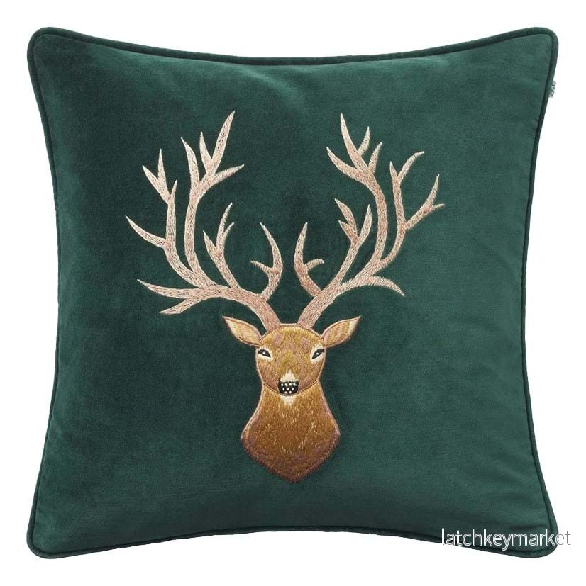Reindeer Embroidered Velvet Kuddfodral 50x50 - Bild 2