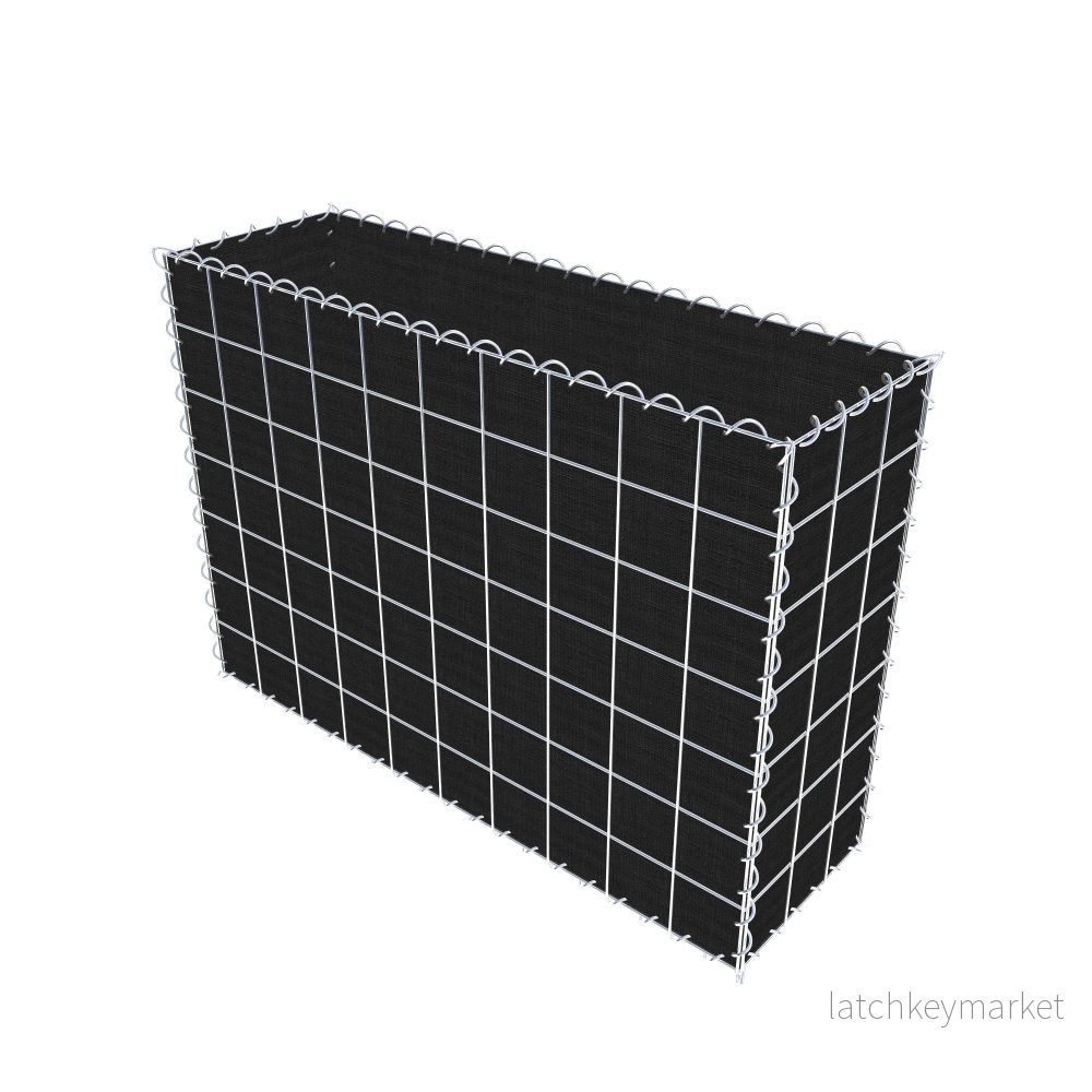 Grön gabion med fleece 100 cm x 70 cm x 30 cm (L x H x D), maskstorlek 10 cm x 10 cm, spiral - Bild 2
