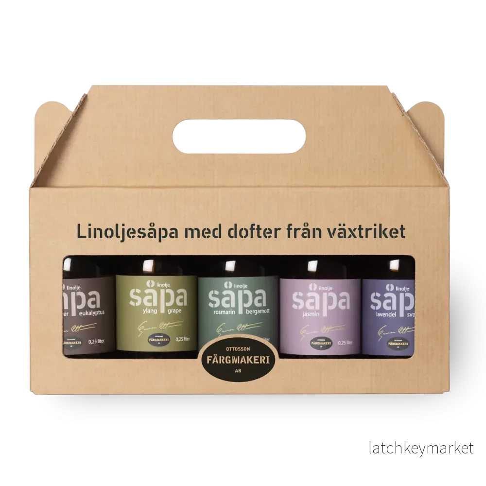Presentförpackning med linoljesåpa Ottossons 5x250 ml