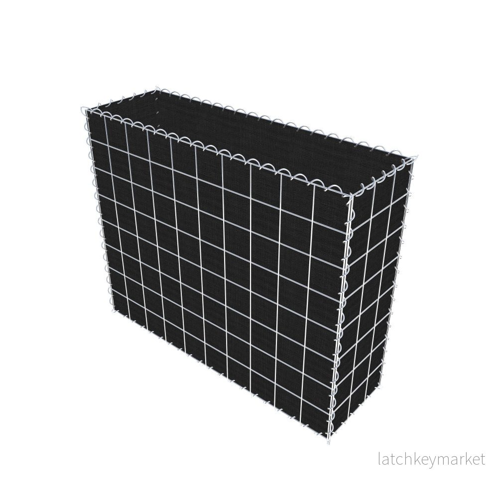 Grön gabion med fleece 100 cm x 80 cm x 30 cm (L x H x D), maskstorlek 10 cm x 10 cm, spiral - Bild 2