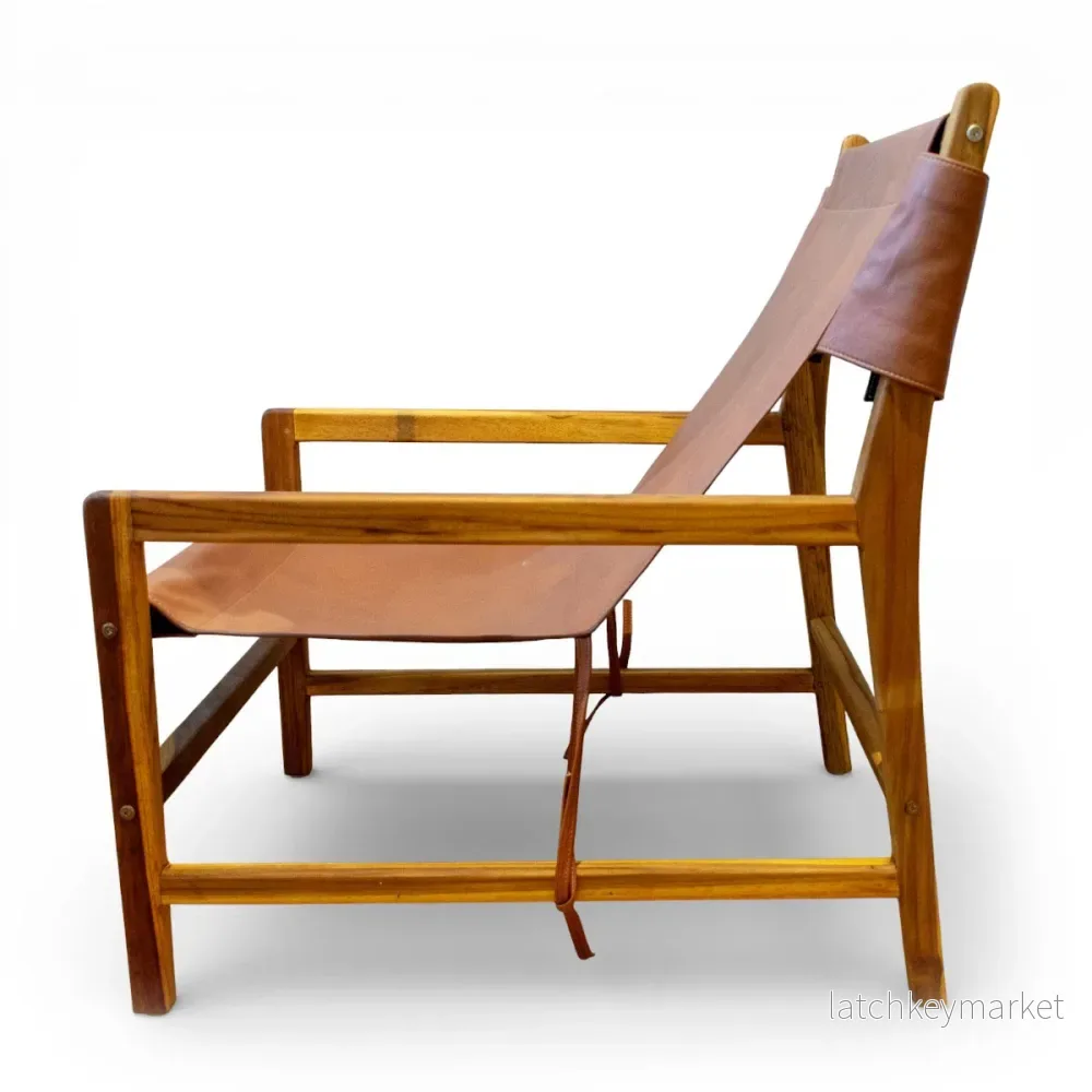 Fåtölj Jessie i teak och läder brun - Bild 3