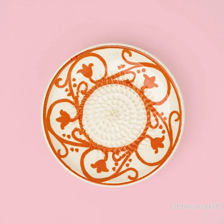 Ceramic Garlic Grater Plate - Small Orange & Beige - Azahara - Bild 2