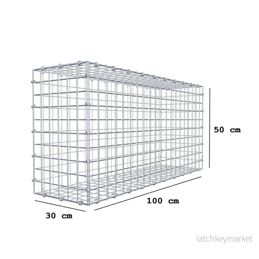 Gabion 100 cm x 50 cm x 30 cm (L x H x D), maskstorlek 5 x 5 cm, spiralring - Bild 2