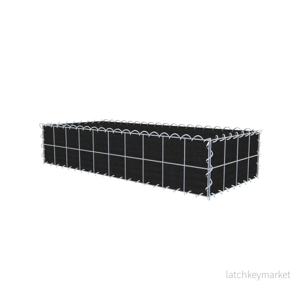 Grön gabion med fleece 100 cm x 20 cm x 40 cm (L x H x D), maskstorlek 10 cm x 10 cm, spiral - Bild 2