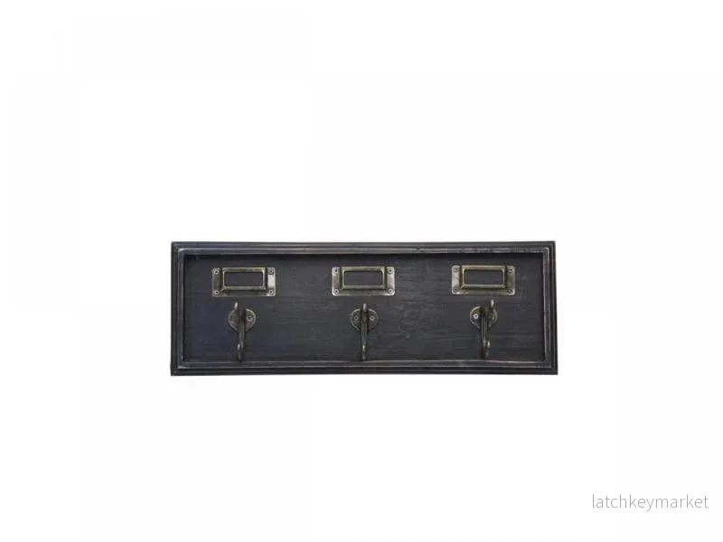 Klädhängare med 3 krokar H13.5 / L37.5 / B9 cm antik kol REA Klädhängare med 3 krokar H13.5 / L37.5 / B9 cm antik kol REA