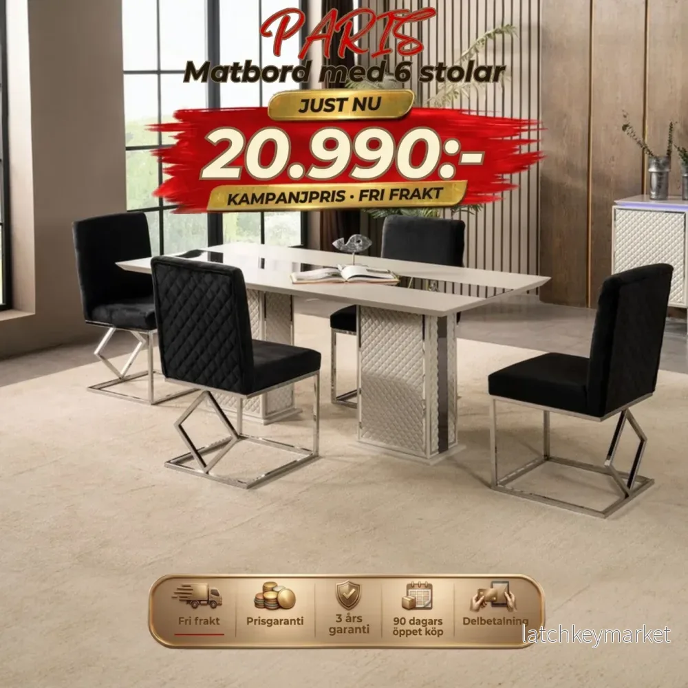 Paris Matgrupp – Matbord med 6 stolar