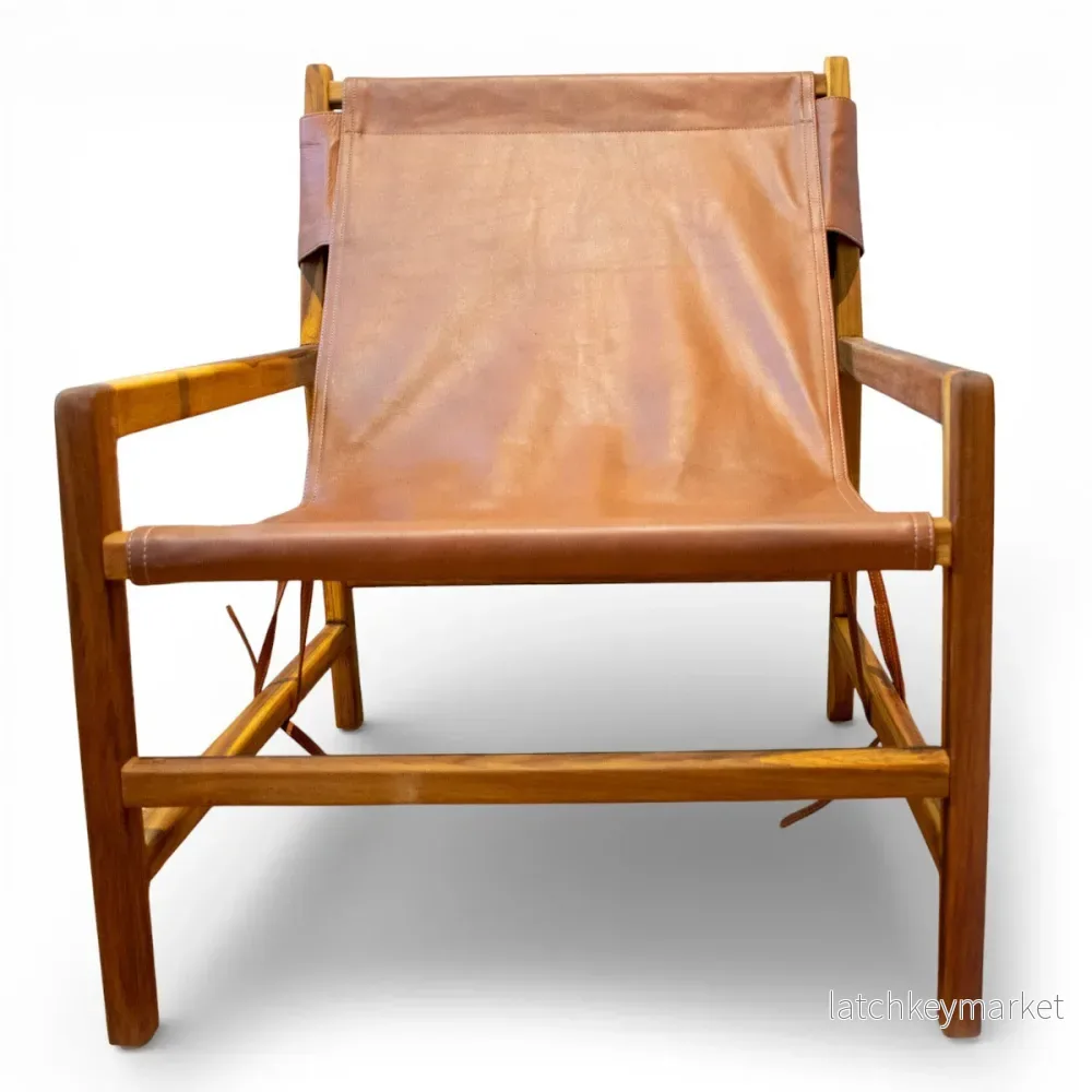 Fåtölj Jessie i teak och läder brun - Bild 2