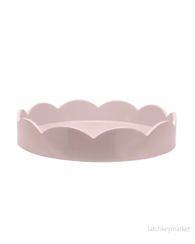 Scalloped Small Round Tray Pink