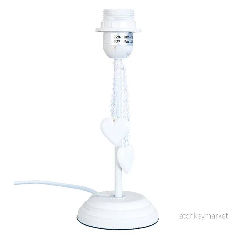 Bordslampa Lampfot Ø 10×24 cm Vit Trä Hjärta Rund  REA