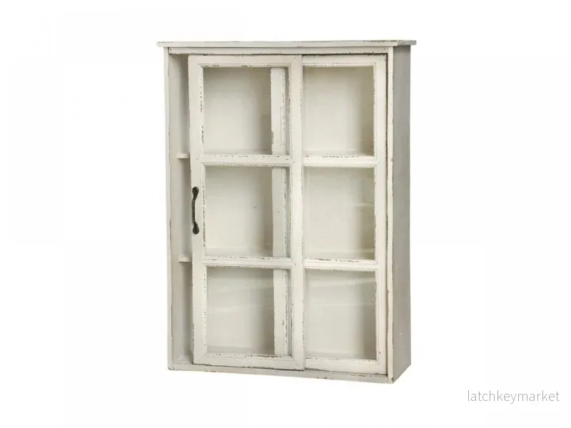 Chic Antique Väggskåp vit Trä med skjutdörrar H70 / L52 / W20 cm antik creme Chic Antique Väggskåp vit Trä med skjutdörrar H70 / L52 / W20 cm antik creme