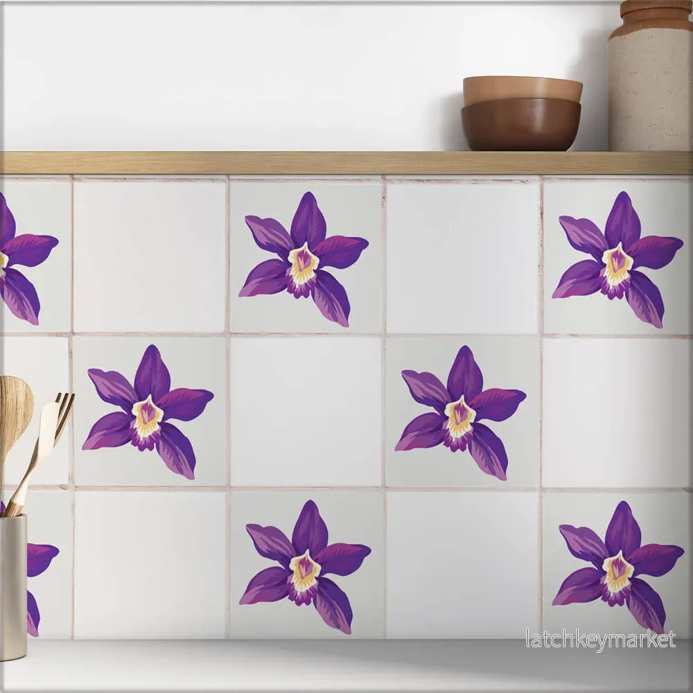 Kakeldekor tropical lila blomma Kakeldekor tropical lila blomma