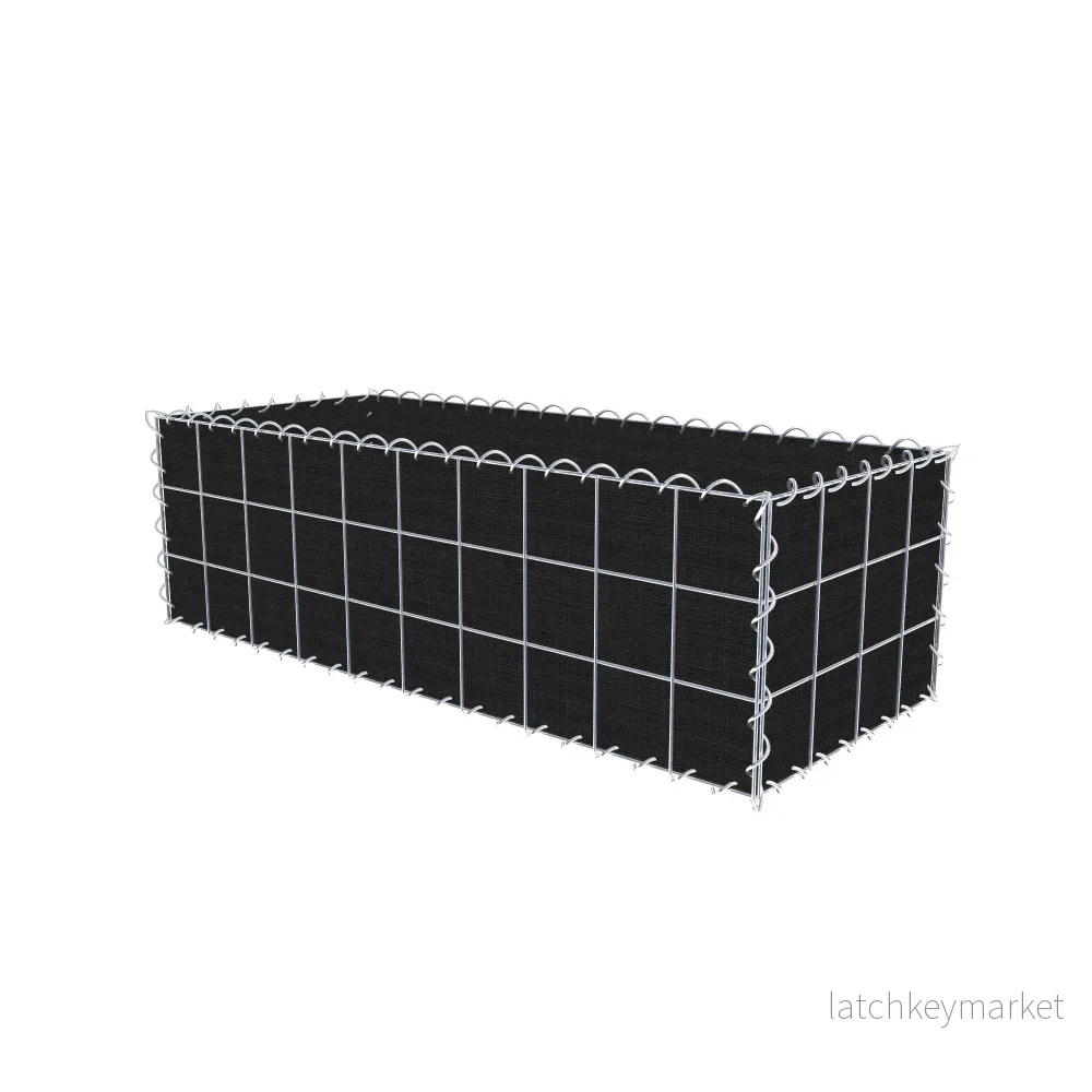 Grön gabion med fleece 100 cm x 30 cm x 40 cm (L x H x D), maskstorlek 10 cm x 10 cm, spiral - Bild 2