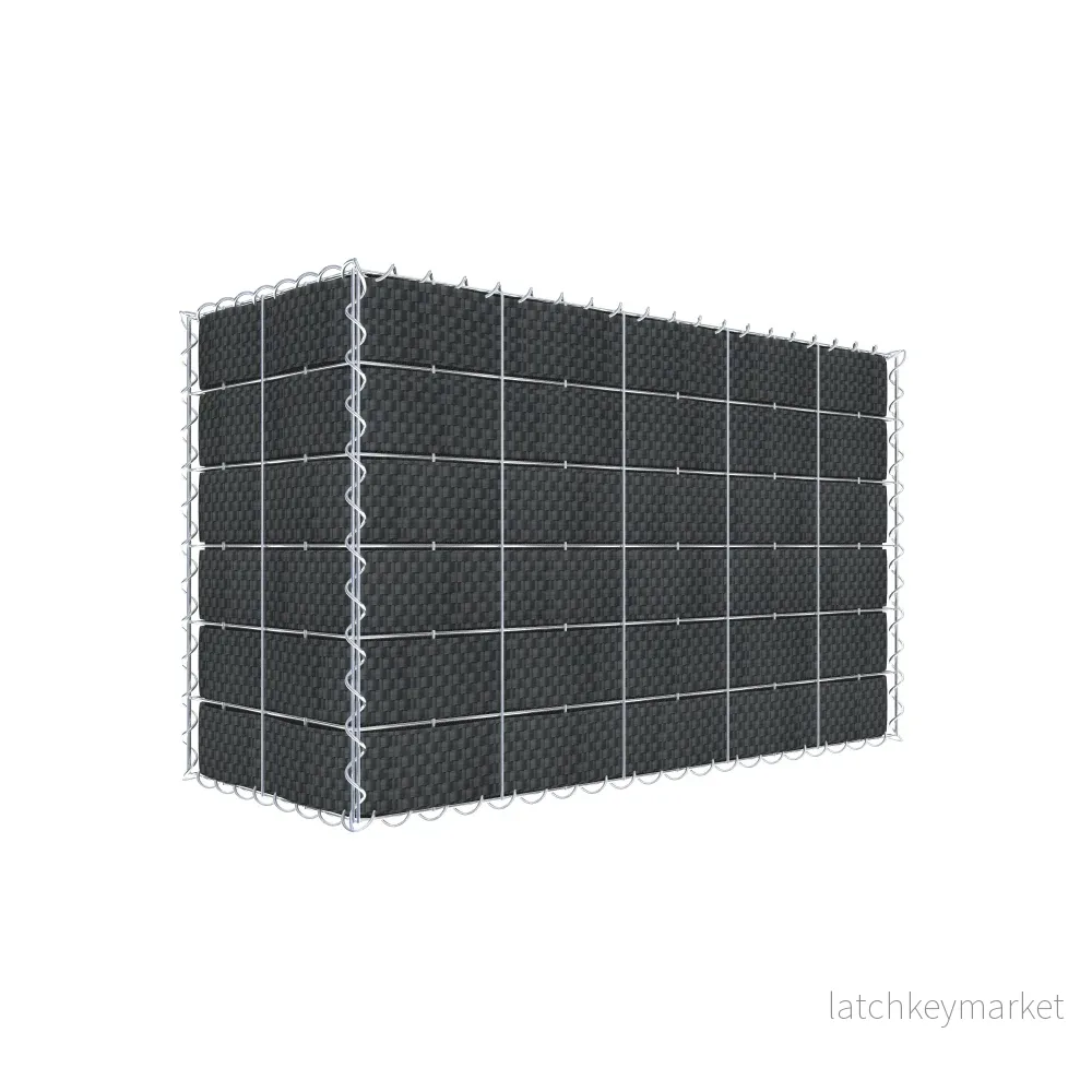 Grön gabion med fleece & insynsskydd 100 cm x 60 cm x 40 cm (L x H x D), maskstorlek 10 cm x 10 cm, spiral Grön gabion med fleece & insynsskydd 100 cm x 60 cm x 40 cm (L x H x D), maskstorlek 10 cm x 10 cm, spiral