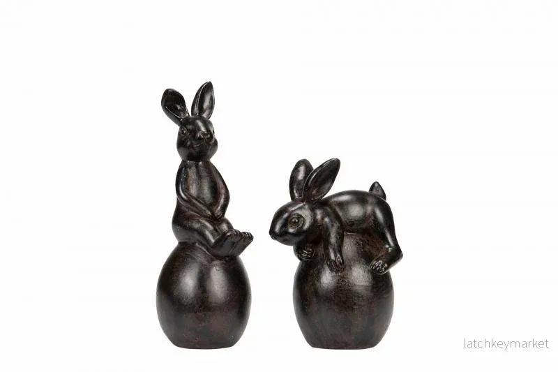 Påskdekoration Kaninduo Ägg Brun Mix Poly 2-pack REA Påskdekoration Kaninduo Ägg Brun Mix Poly 2-pack REA