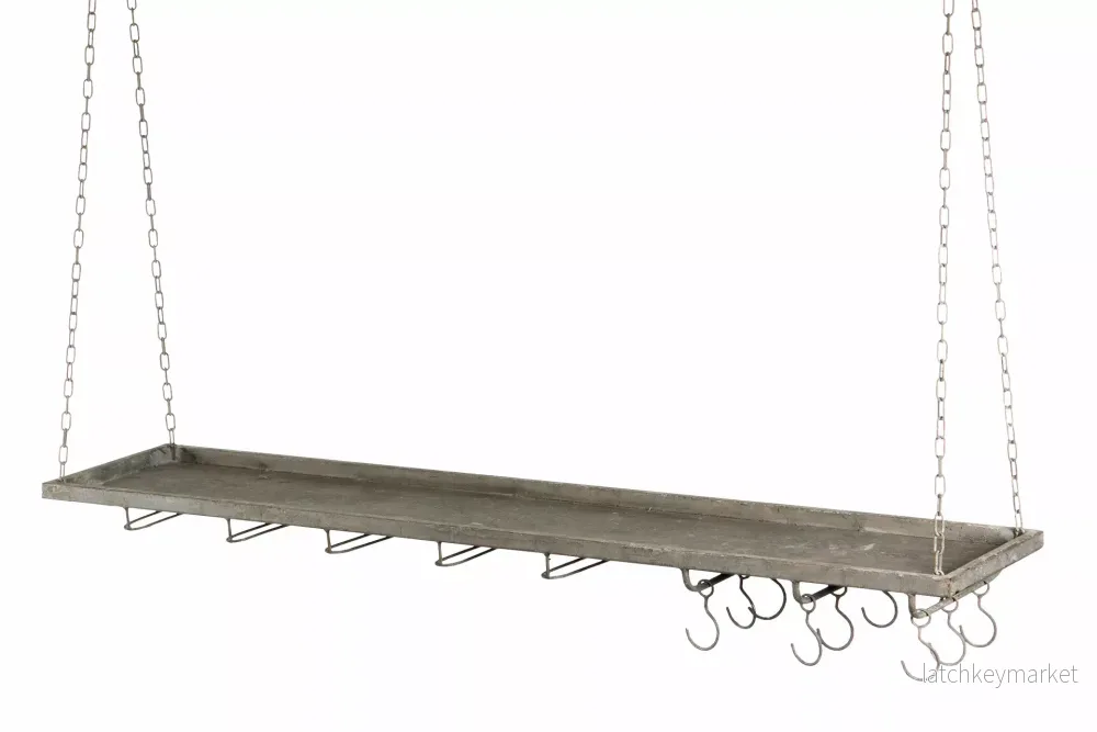 Hängande hylla med krokar och vinglashållare 120 cm HH Hängande hylla med krokar och vinglashållare 120 cm HH