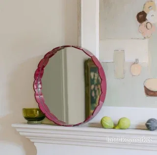 Scalloped Mirror Cherry Scalloped Mirror Cherry