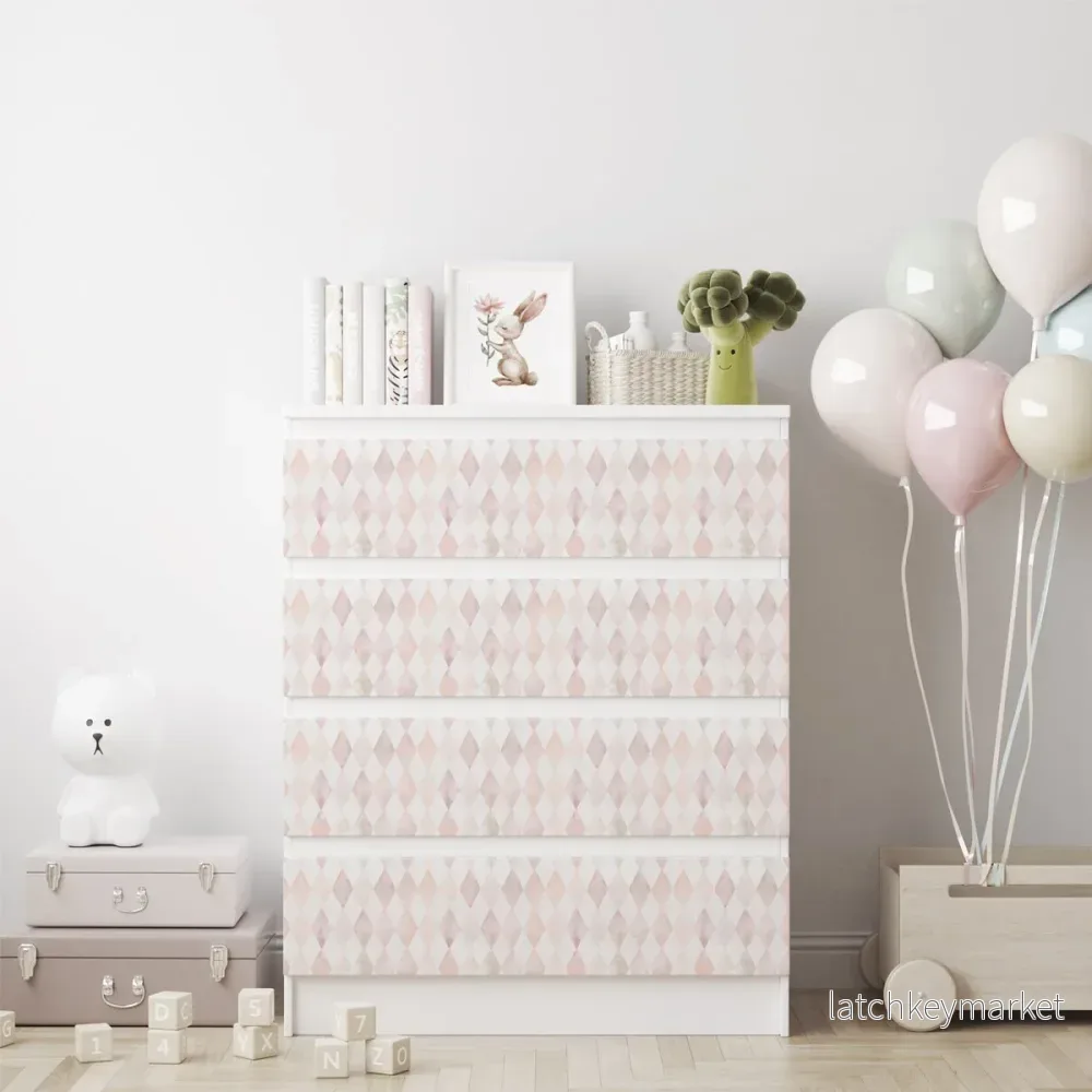 Dekorfolie till IKEA MALM – Rosa rutor Dekorfolie till IKEA MALM – Rosa rutor