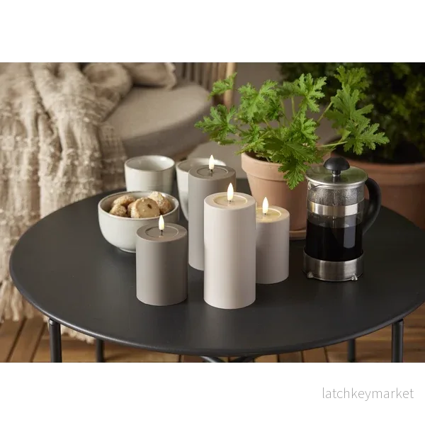 Batteridrivet LED Blockljus UTOMHUS Flamme Soft Beige 12,5 cm - Bild 2