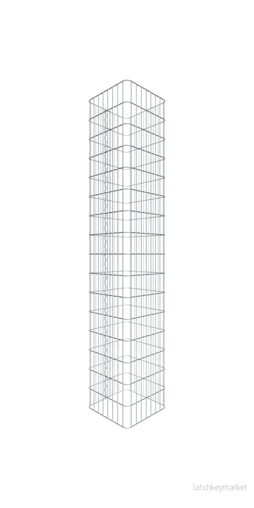 Gabionpelare, kantig 42 cm x 42 cm, 160 cm hög, MW 5 cm x 10 cm
