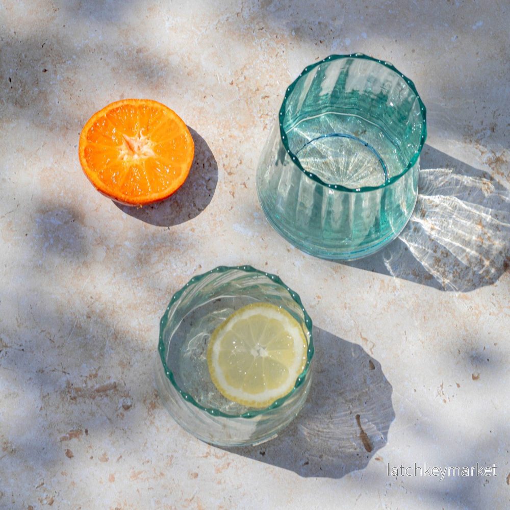 Handmade Moroccan Beldi Ridged Glasses Set of 6 - Clear - small - Bild 3