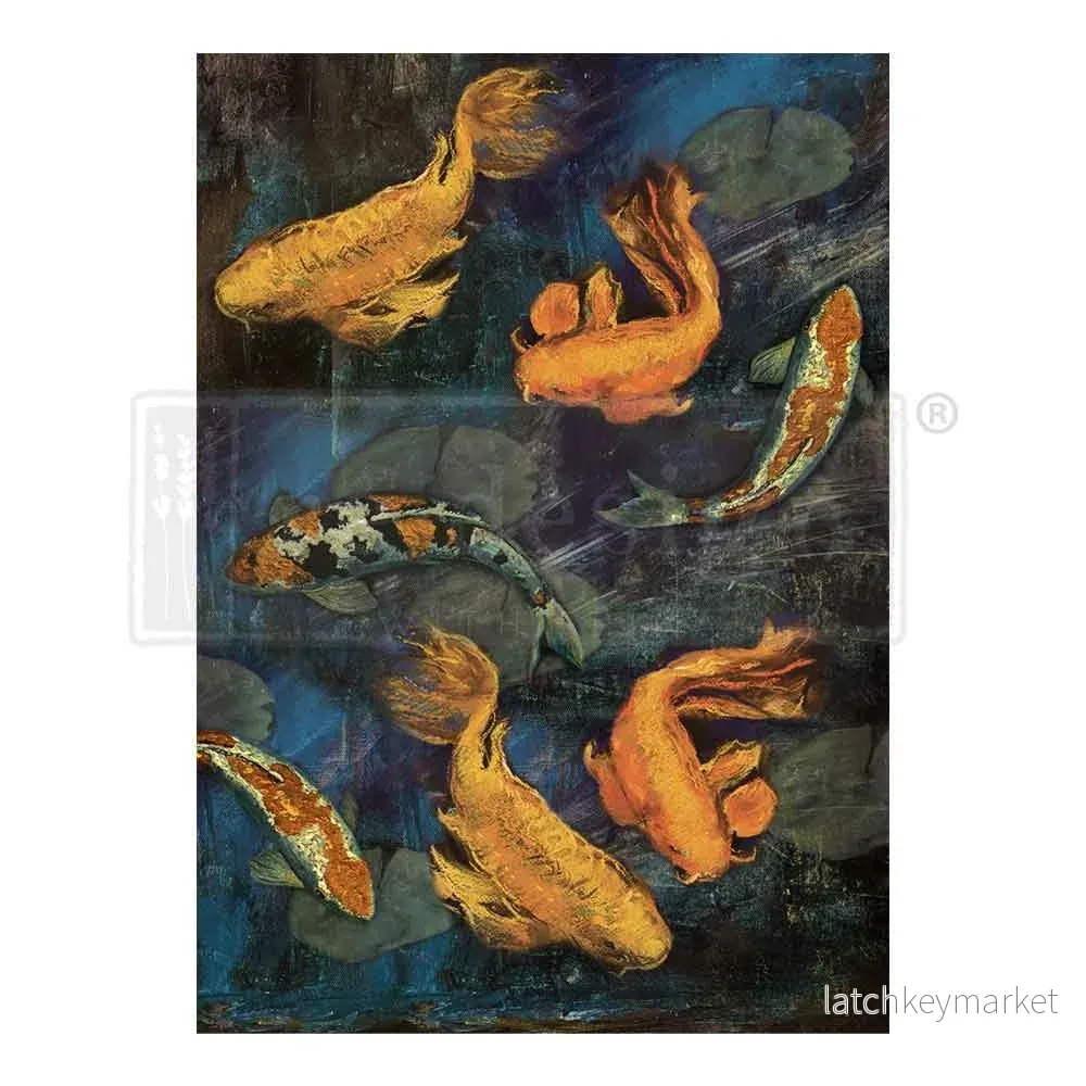 Decoupagepapper tissue paper Koi Pond Decoupagepapper tissue paper Koi Pond