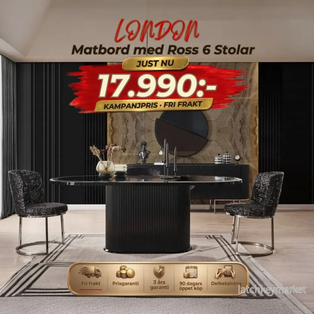 London Matbord med Ross 6 Stolar