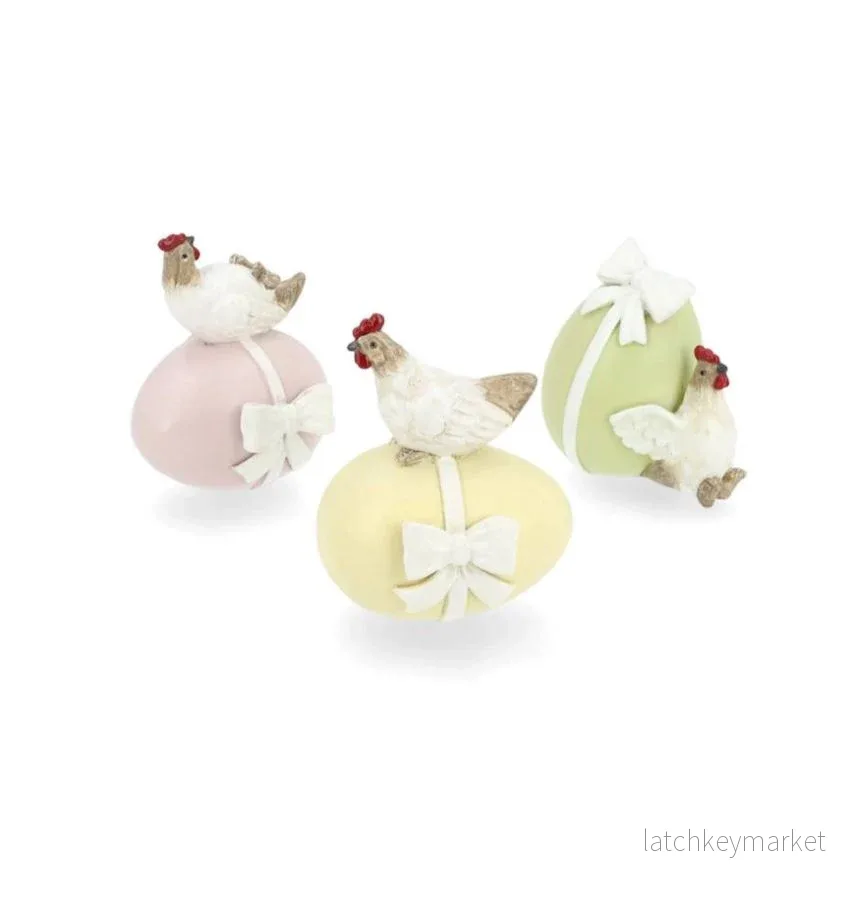 Påskdekoration Höna På Ägg Mix 3-pack 8 cm REA