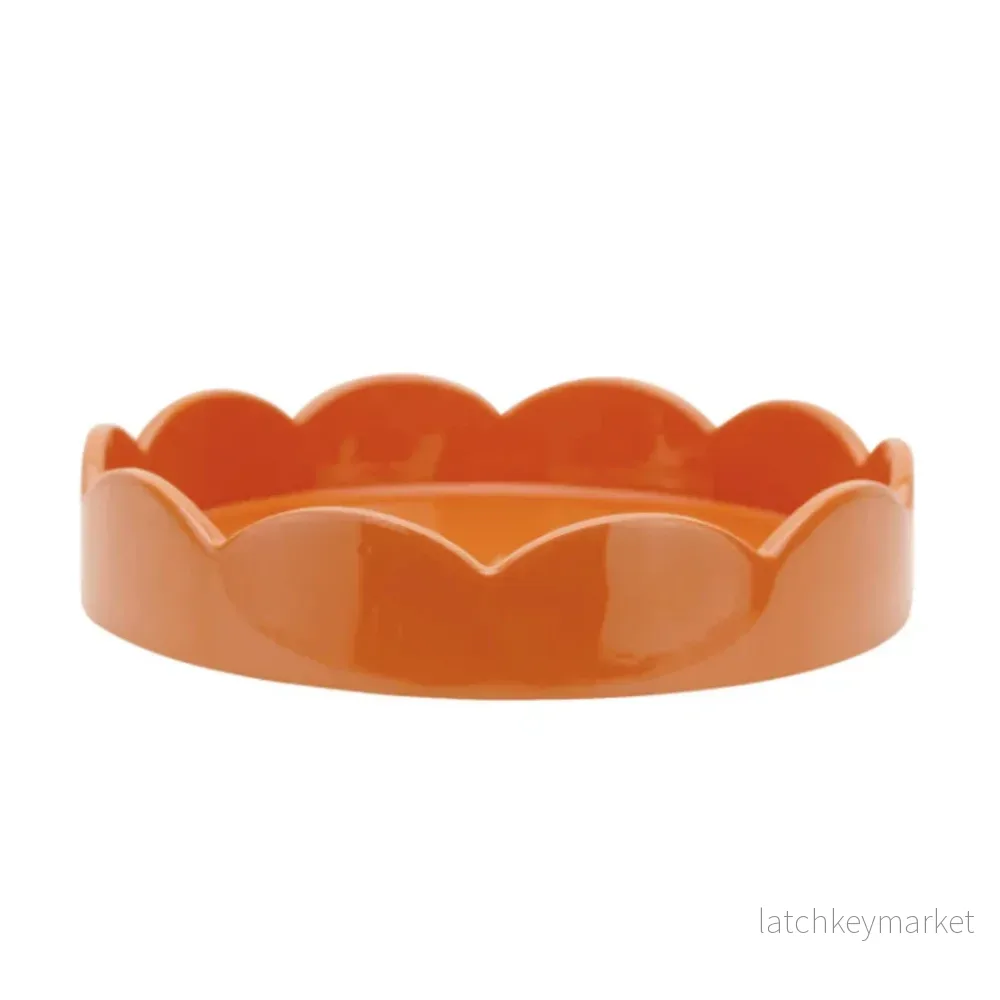 Scalloped Small Round Tray Orange Scalloped Small Round Tray Orange