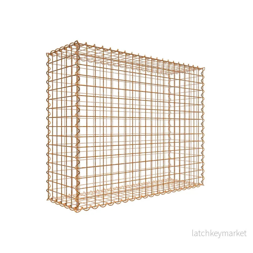 Rostig gabion 100 cm x 80 cm x 30 cm (L x H x D), maskstorlek 5 cm x 5 cm, spiral