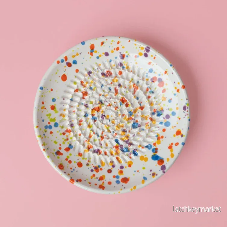 Ceramic Garlic Grater Plate - Small Multicolor - Carnival - Bild 2