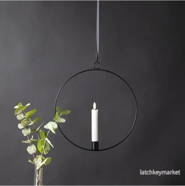 Ljusstake hängande Ring ink. LED ljus Svart - Bild 3