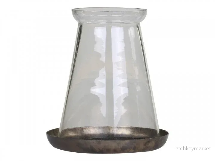 Ljuslykta m. glas H14/Ø14 cm antique mässing 1 st REA Ljuslykta m. glas H14/Ø14 cm antique mässing 1 st REA