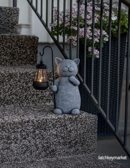 Trädgårdsbelysning DIV. Soldriven Katt med lykta - Bild 2