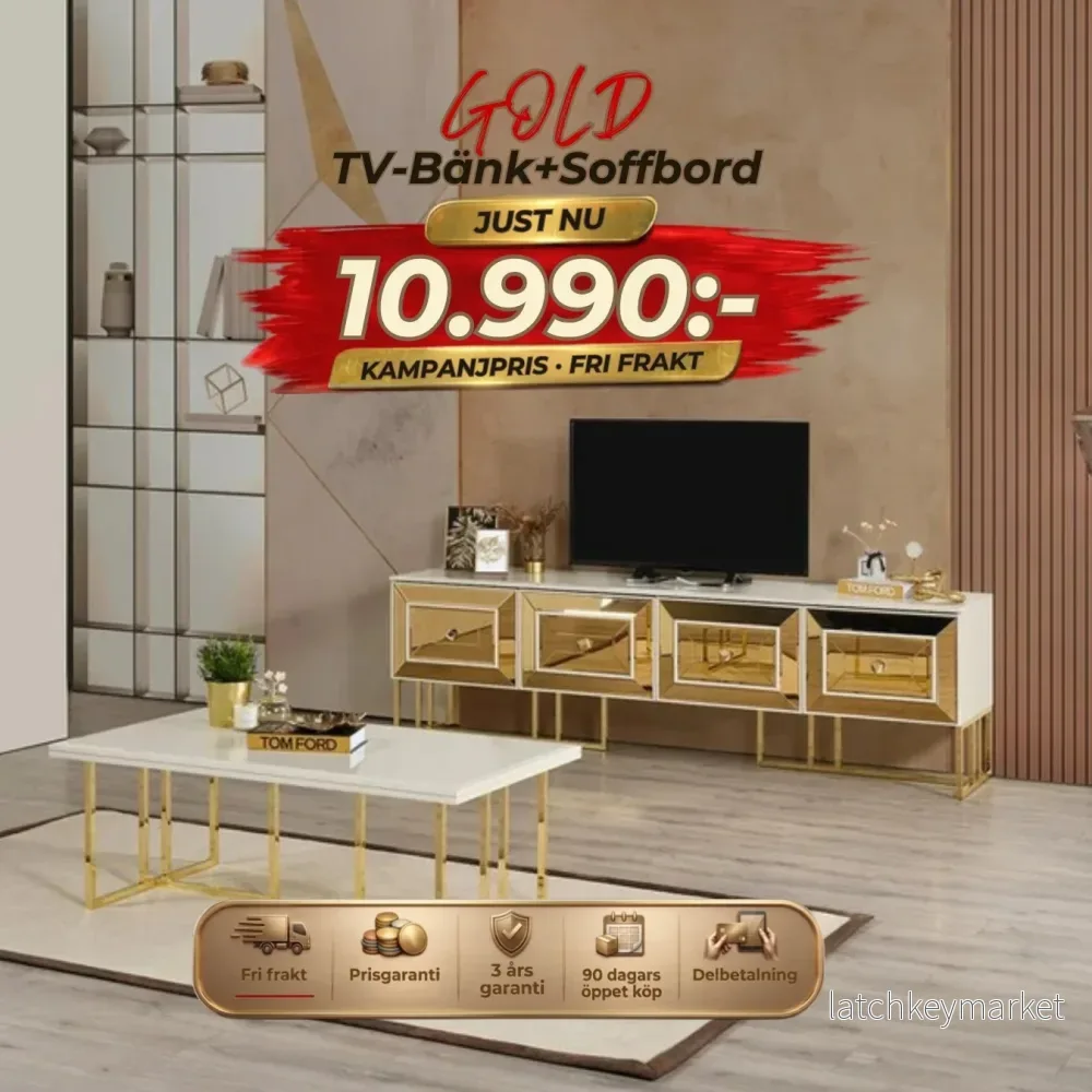 Gold TV-Bänk+Soffbord Gold TV-Bänk+Soffbord