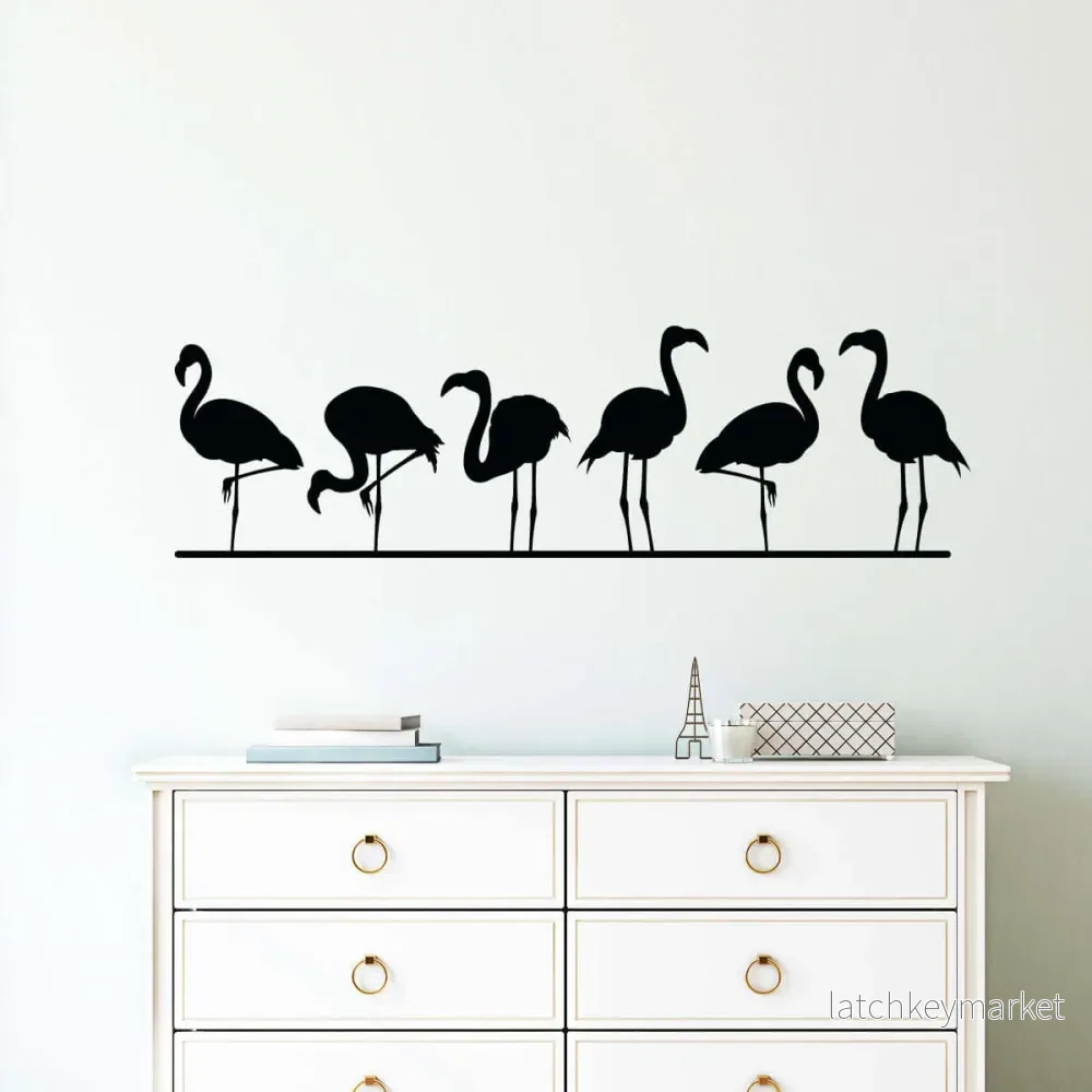 Väggdekor flamingo på rad Väggdekor flamingo på rad