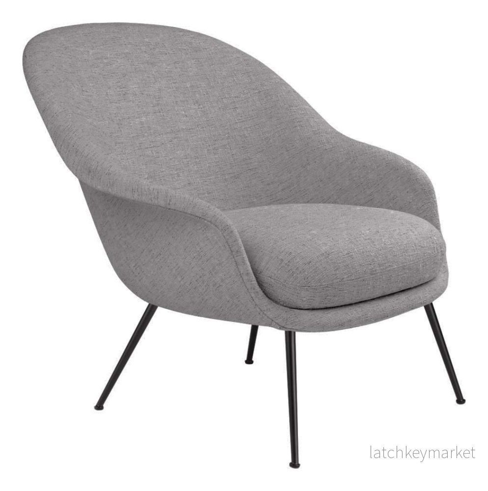 Bat Lounge Chair Low Back Conic Base Black Matt