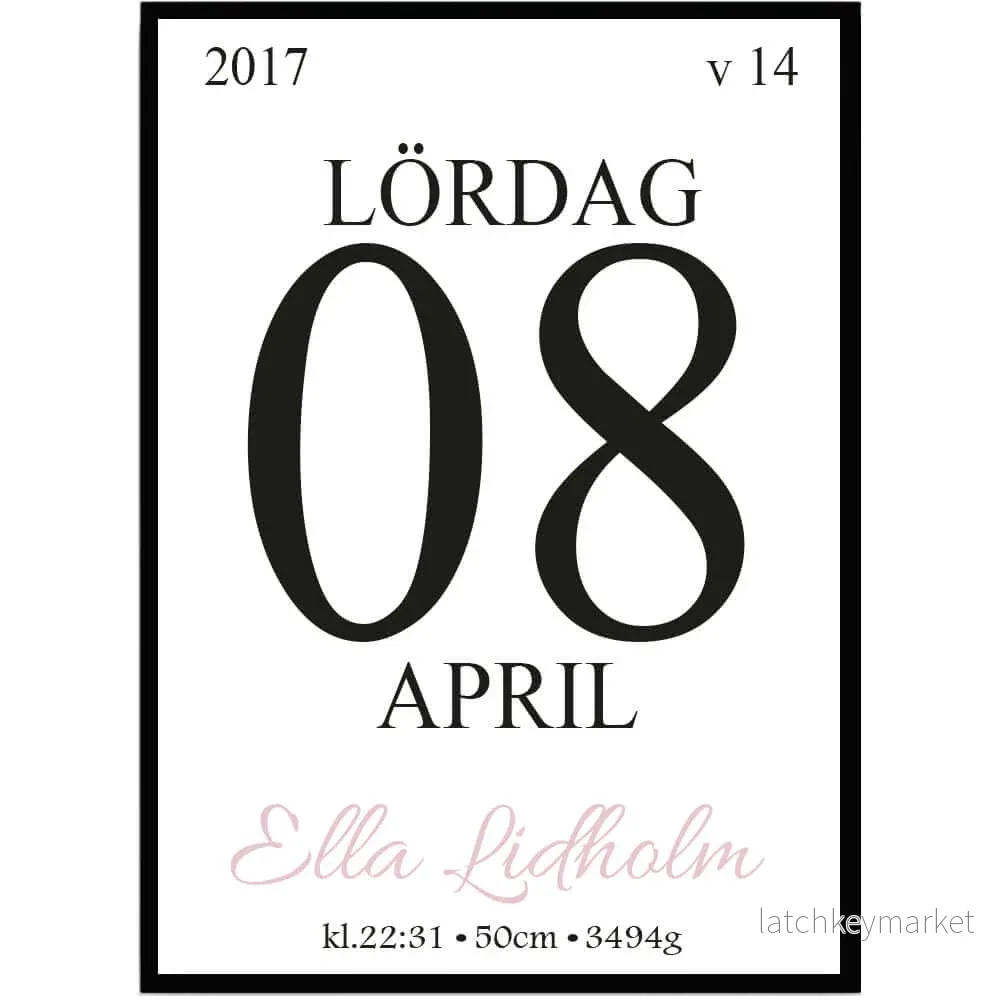 Namntavla Almanacka rosa Namntavla Almanacka rosa